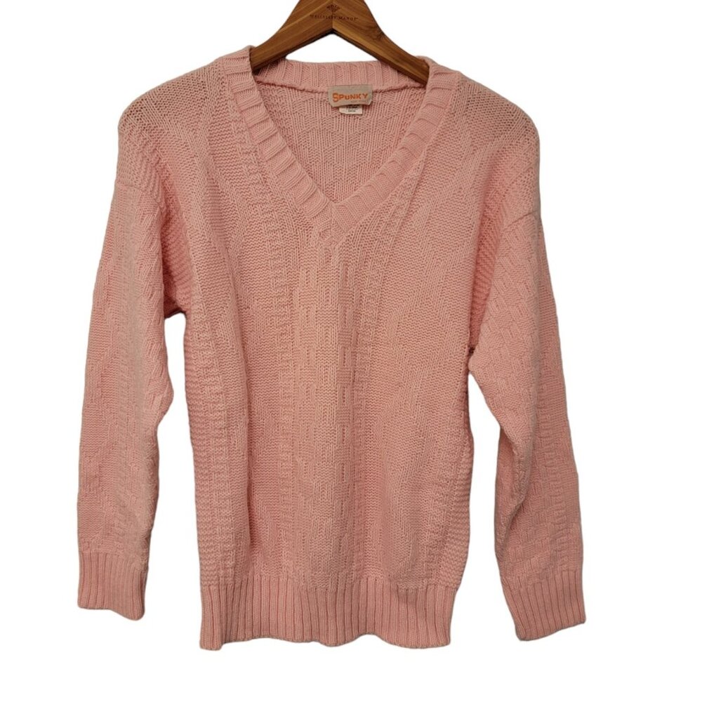Vintage Pullover Sweater Pink Knit 80s‎ Spunky Brand Size M